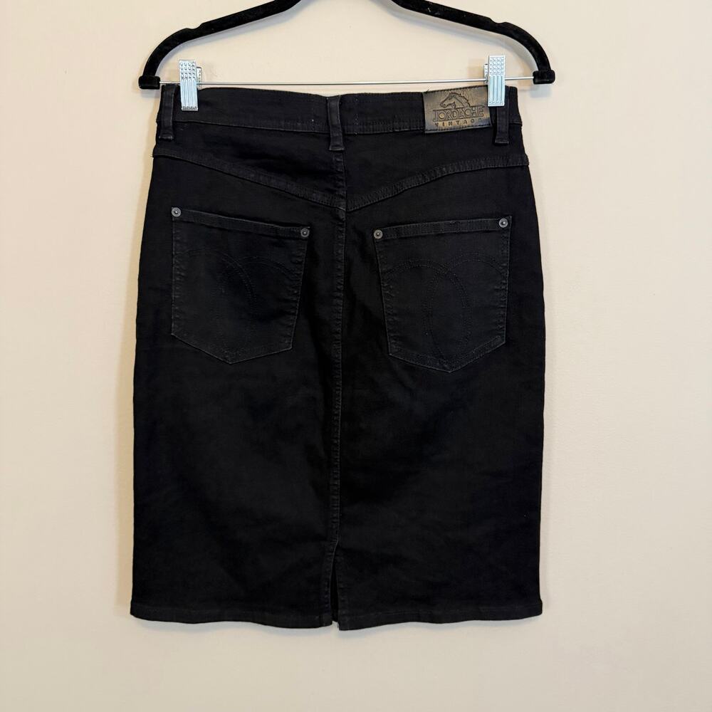 Jordache Vintage Denim Skirt Size 28 Black Casual Dark Wash - Picture 2 of 6